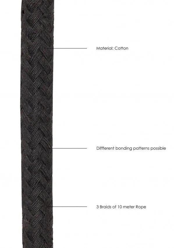Anal Shots Toys Ouch Black White Japanese Rope 10m Black