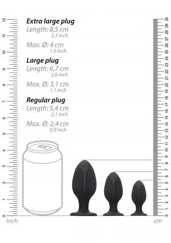 Ouch Diamond Shape Butt Plug Set Black Shots Toys Anal