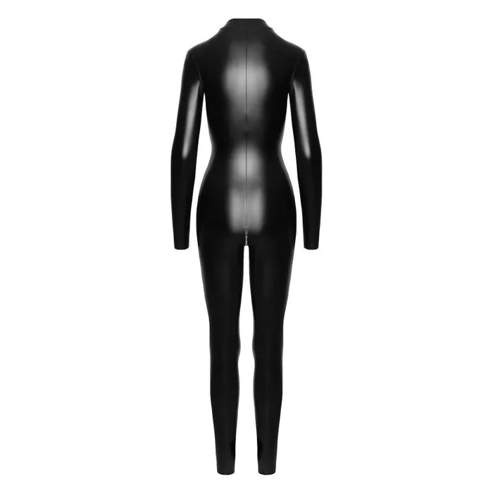 Noir Anal Noir Power Wetlook Catsuit w Front Zipper Black Large
