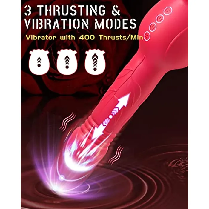 4 in 1 Rose Sucking Thrusting Clitoral Stimulator with 2 Cups Sohimi Female Sex Toys