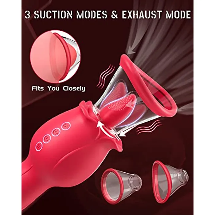 4 in 1 Rose Sucking Thrusting Clitoral Stimulator with 2 Cups Sohimi Female Sex Toys