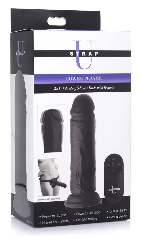 Female Sex Toys XR Brands Power Player 28x Vibrating Silicone Dildo With Remote