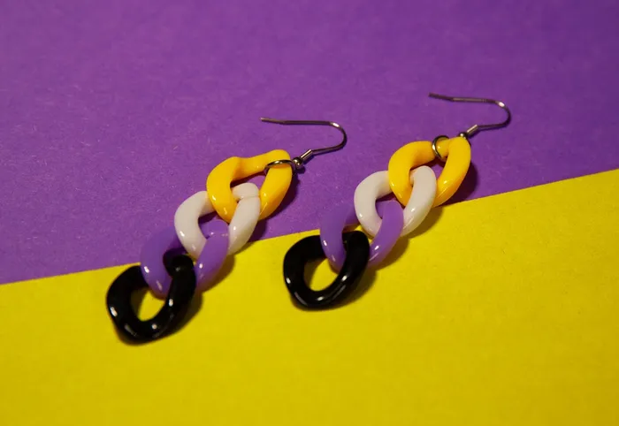 The Kinky Peach Vibrators NonBinary Pride Chain Earrings