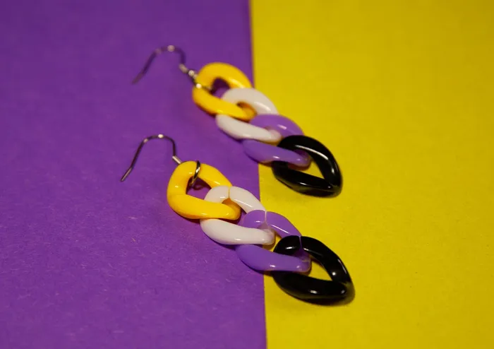 The Kinky Peach Vibrators NonBinary Pride Chain Earrings