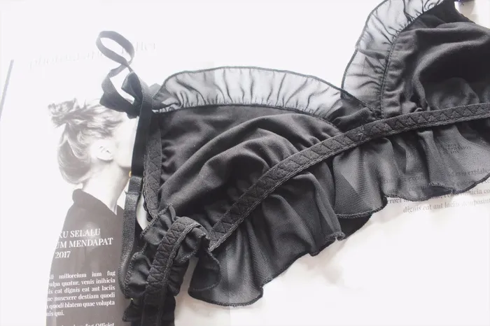Anal Own Pleasures Black White Chiffon Lingerie Set