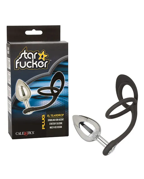 Cal Exotics Star Fucker XL Teardrop Gem Plug wSilicone Enhancer Black Anal Cal Exotics Star Fucker XL Teardrop Gem Plug wSilicone Enhancer Black Anal