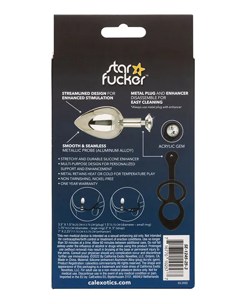 Cal Exotics Star Fucker XL Teardrop Gem Plug wSilicone Enhancer Black Anal