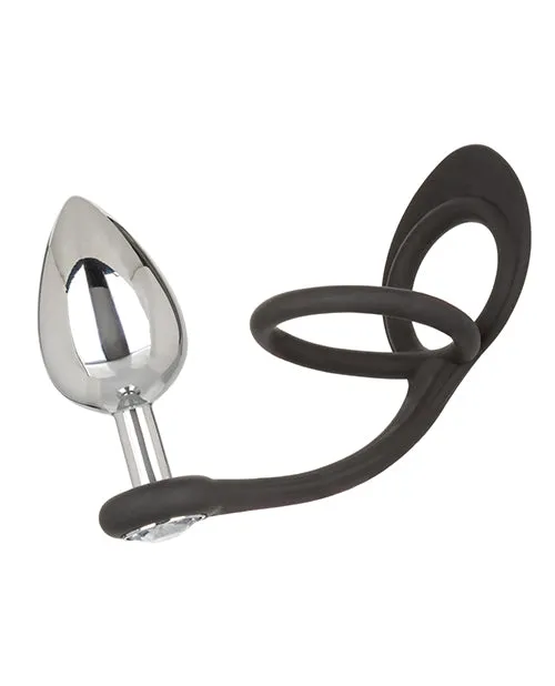 Cal Exotics Star Fucker XL Teardrop Gem Plug wSilicone Enhancer Black Anal