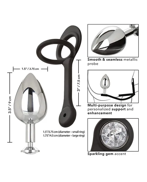 Cal Exotics Star Fucker XL Teardrop Gem Plug wSilicone Enhancer Black Anal