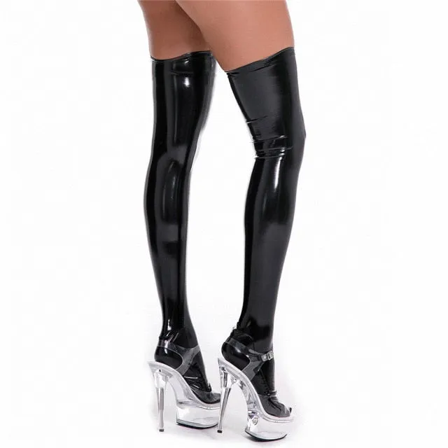 Latex Zipped Mini Dress with Stockings Optional Own Pleasures Female Sex Toys